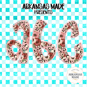 Digital Download Full A-Z Alpha, Sublimation DTF PNGs, Pink Floral Leopard Print Alphabet, Teal Gingham Checkered Letters, Glittery Font