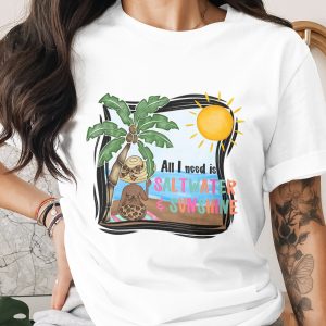 Saltwater Sunshine PNG, Beach Girl Sublimation, Summer Vacation Digital Download, Palm Tree Ocean DTF, Trendy Leopard Bikini, Women's Beach