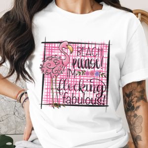 Flamingo Beach Please Flocking Fabulous PNG, Pink Plaid Tropical Sublimation Design, Sassy Summer DTF Digital Download Graphic, Instant Art