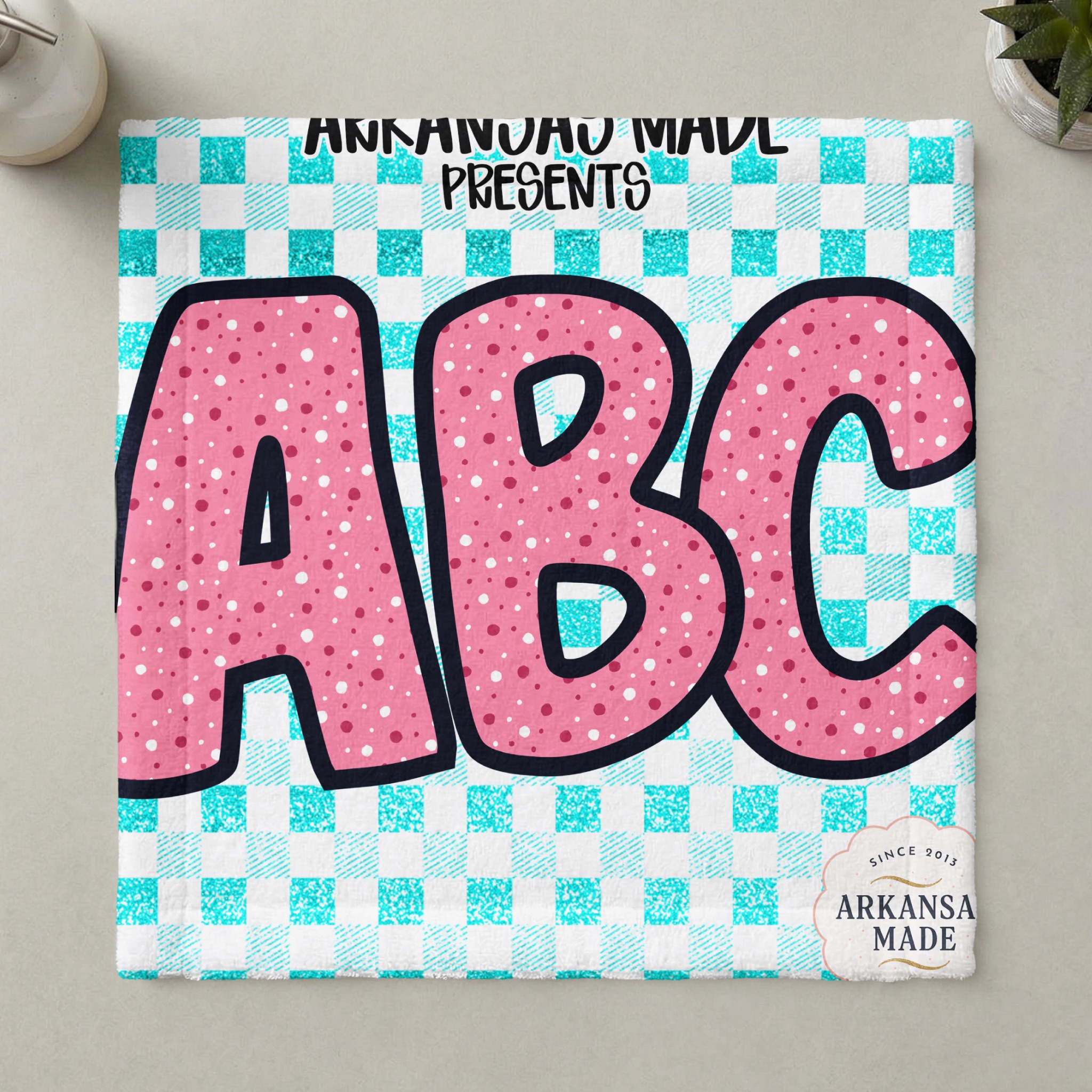 Digital, Digital Download Full A-Z Alpha, Pink Polka Dot Alphabet, Cute Letter Sublimation, Checkered Background DTF PNGs, ABC Clipart Set - Image 6
