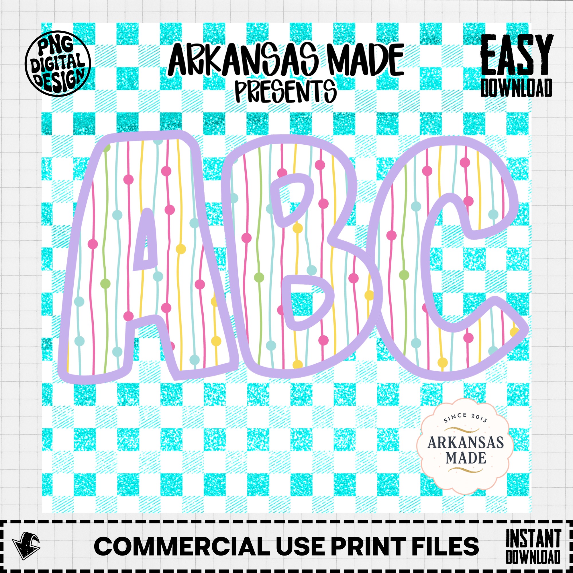 Digital, Digital Download Full A-Z Alpha, Sublimation DTF PNGs, Pastel Striped ABC Letters, Gingham Glitter Alphabet, Kids Design, Nursery - Image 3