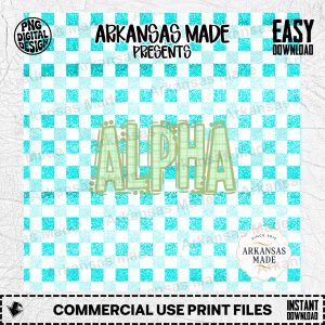 Plaid Gingham Alpha Digital Set, Sorority Letters PNG, Faux Glitter Teal Aqua Buffalo Check Crafting Font, Sublimation Design