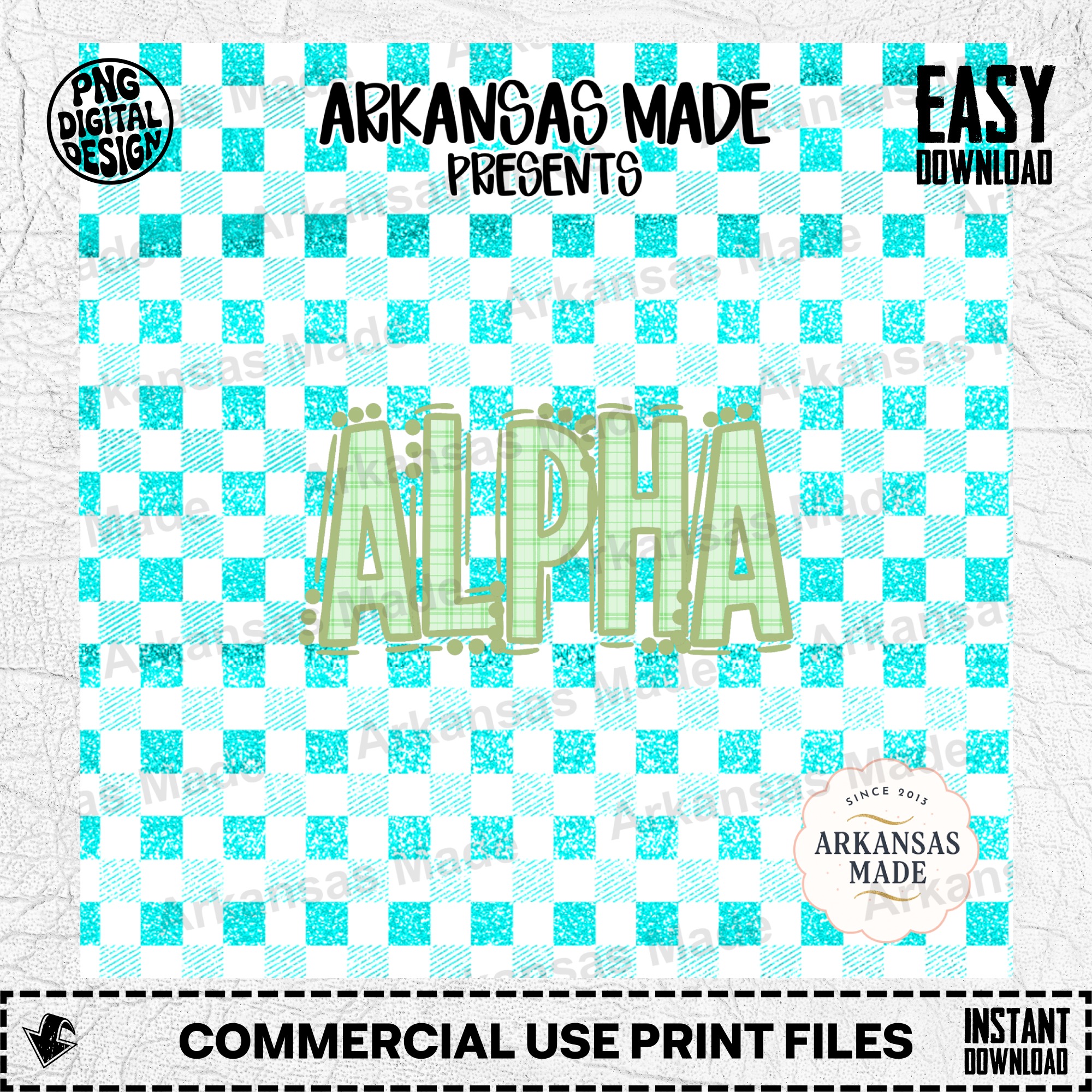 Plaid Gingham Alpha Digital Set, Sorority Letters PNG, Faux Glitter Teal Aqua Buffalo Check Crafting Font, Sublimation Design