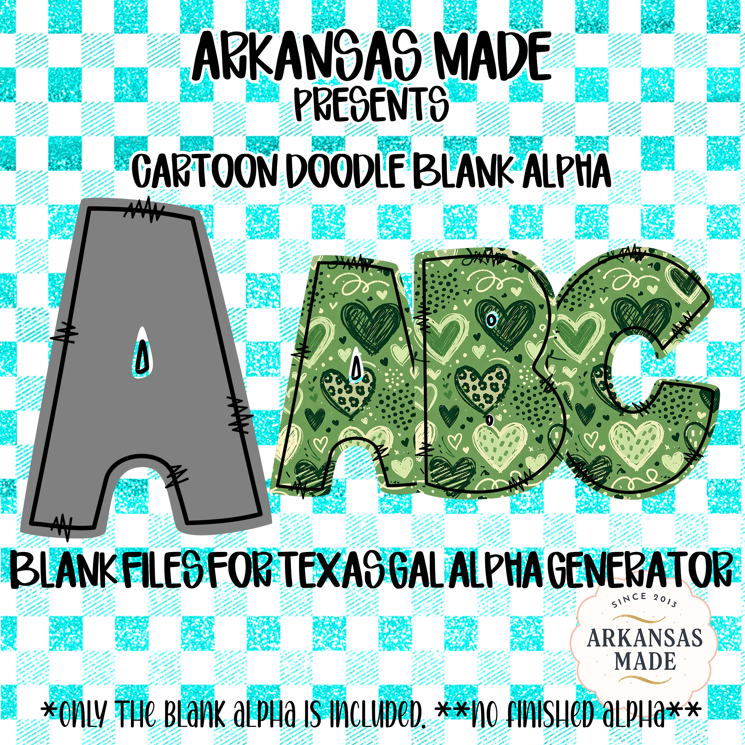 Cartoon Doodle Blank Alpha Digital Download, Sublimation Blank Files, Texas Gal Alpha Generator Ready, DIY Letter Art, Craft Supply PNG - Image 3