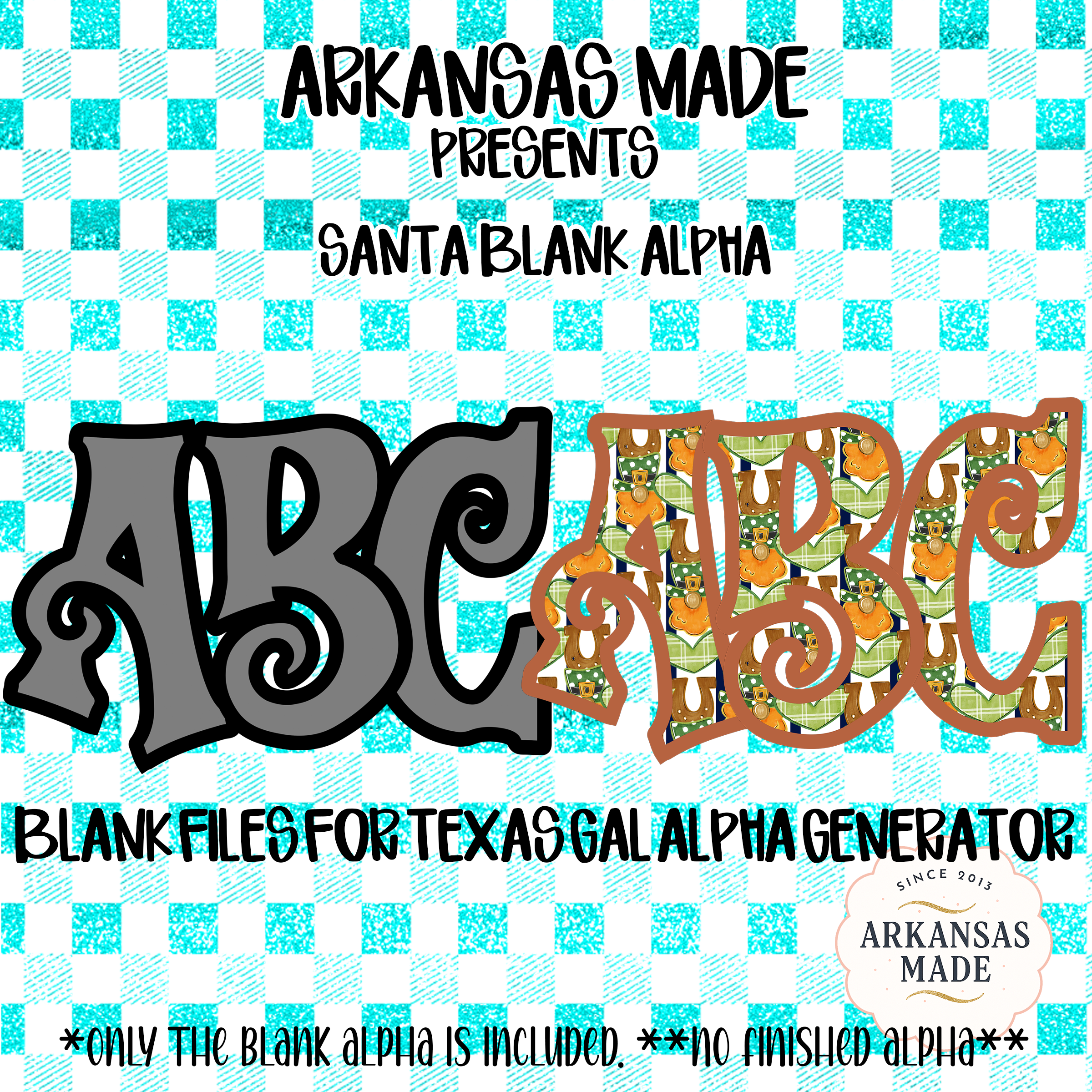 Santa Blank Alpha Digital Download, Sublimation DTF PNG, Texas Gal Generator Ready Letters, DIY Christmas Alphabet Files - Image 6