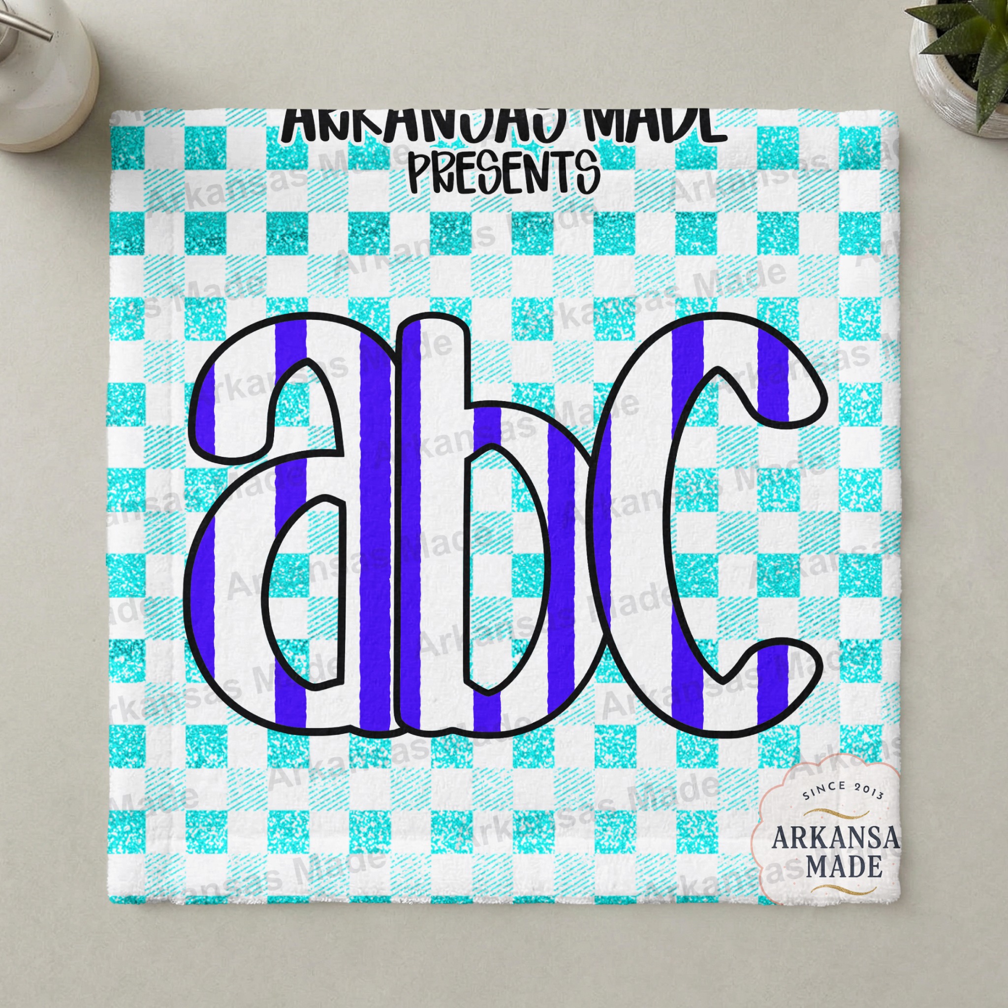 Teal Aqua Gingham Striped Letters Digital Download Alpha Set | Preppy ABC Alphabet Clipart for Crafters - Image 3