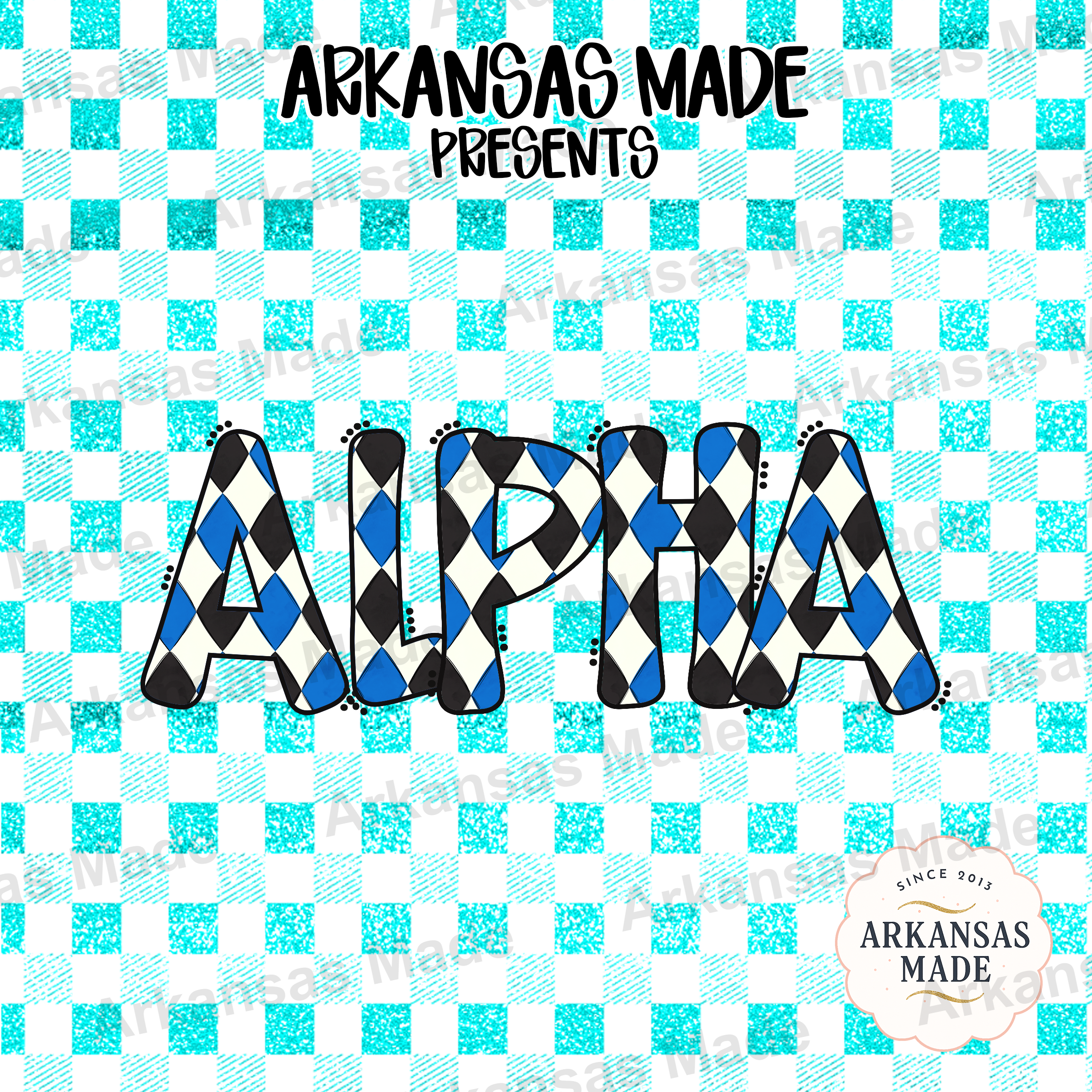 Digital Download Alpha Set Blue Black Argyle PNG, Greek Letter Sublimation, Sorority Alpha Font, College Alpha Varsity Letters, Instant - Image 4