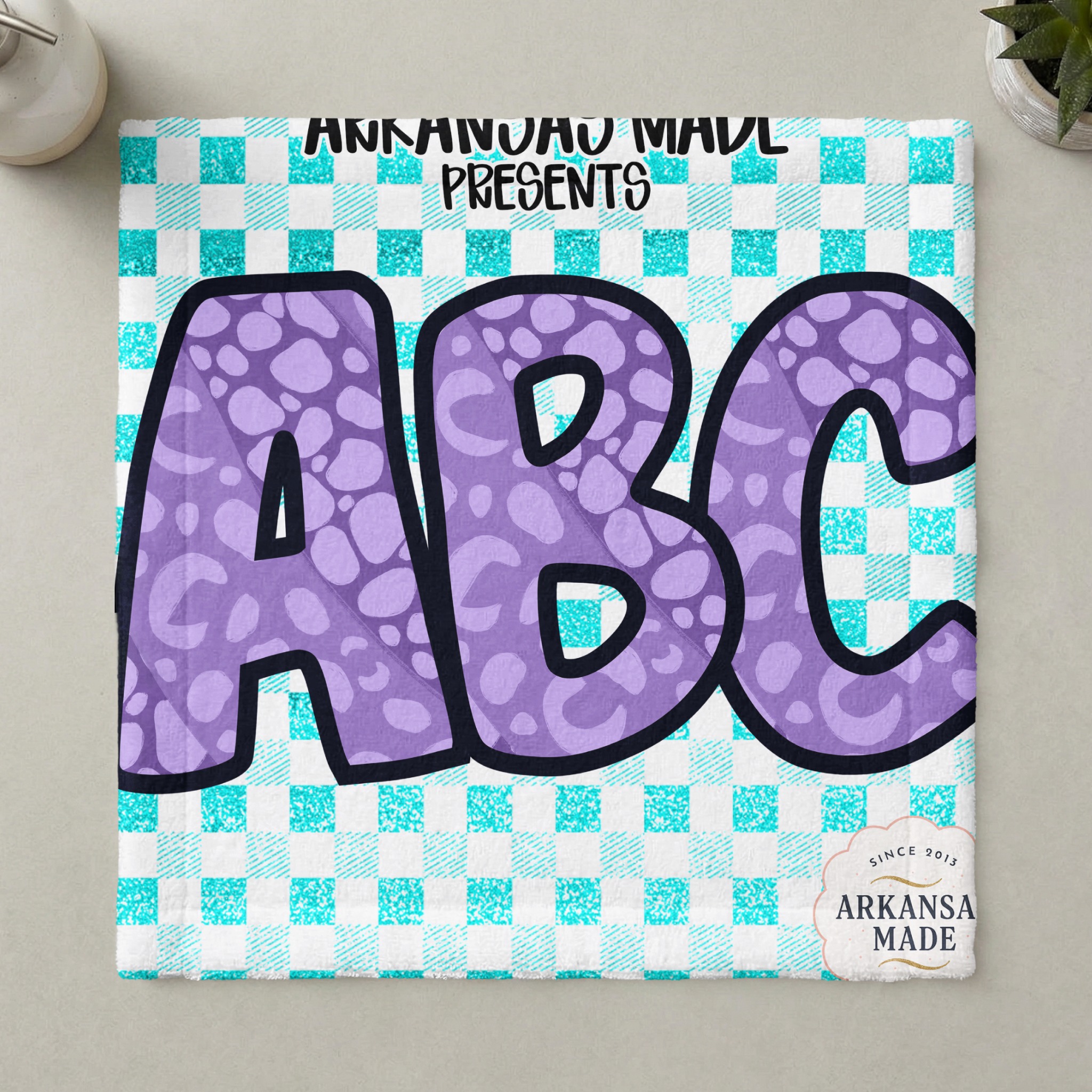 Purple Leopard Print ABC Alphabet, Full A-Z Alpha, Digital Download, Sublimation DTF PNGs, Turquoise Plaid, Kids Nursery Decor - Image 6