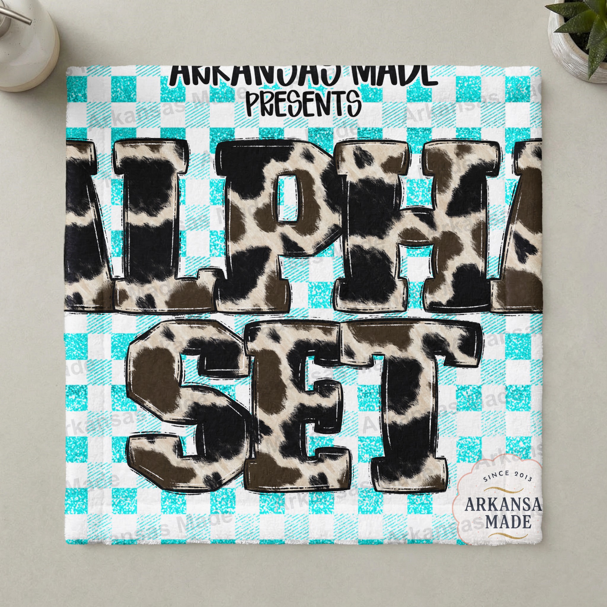Cow Print Alpha Set Digital Download, Turquoise Glitter Plaid Letters PNG, Western Farmhouse Font, Sublimation Bundle, Craft Letters - Image 3