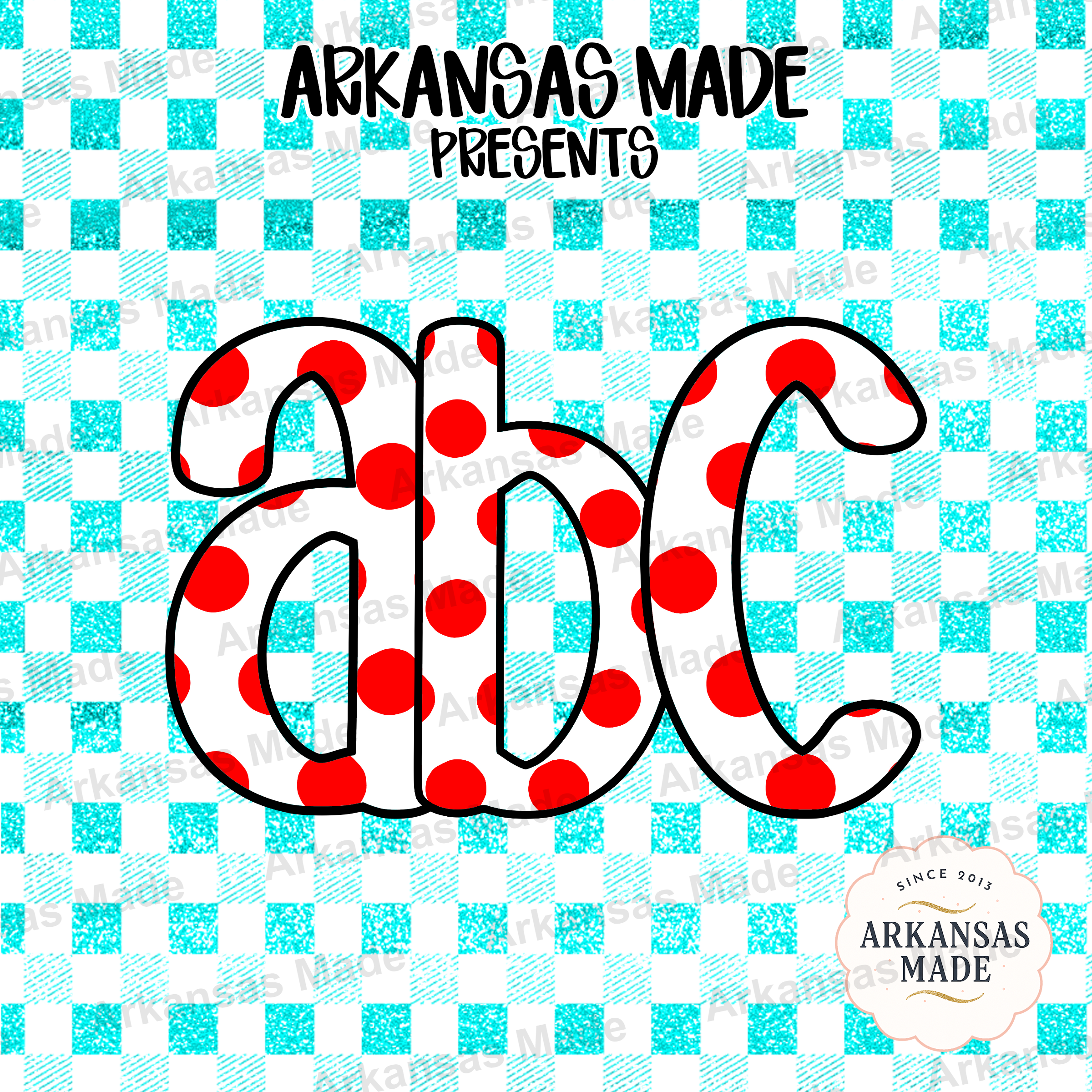 Red Polka Dot ABC Digital Download Alpha Set, Faux Glitter Plaid Alphabet Letters PNG, Playful Nursery Decor & Crafter Supply - Image 4