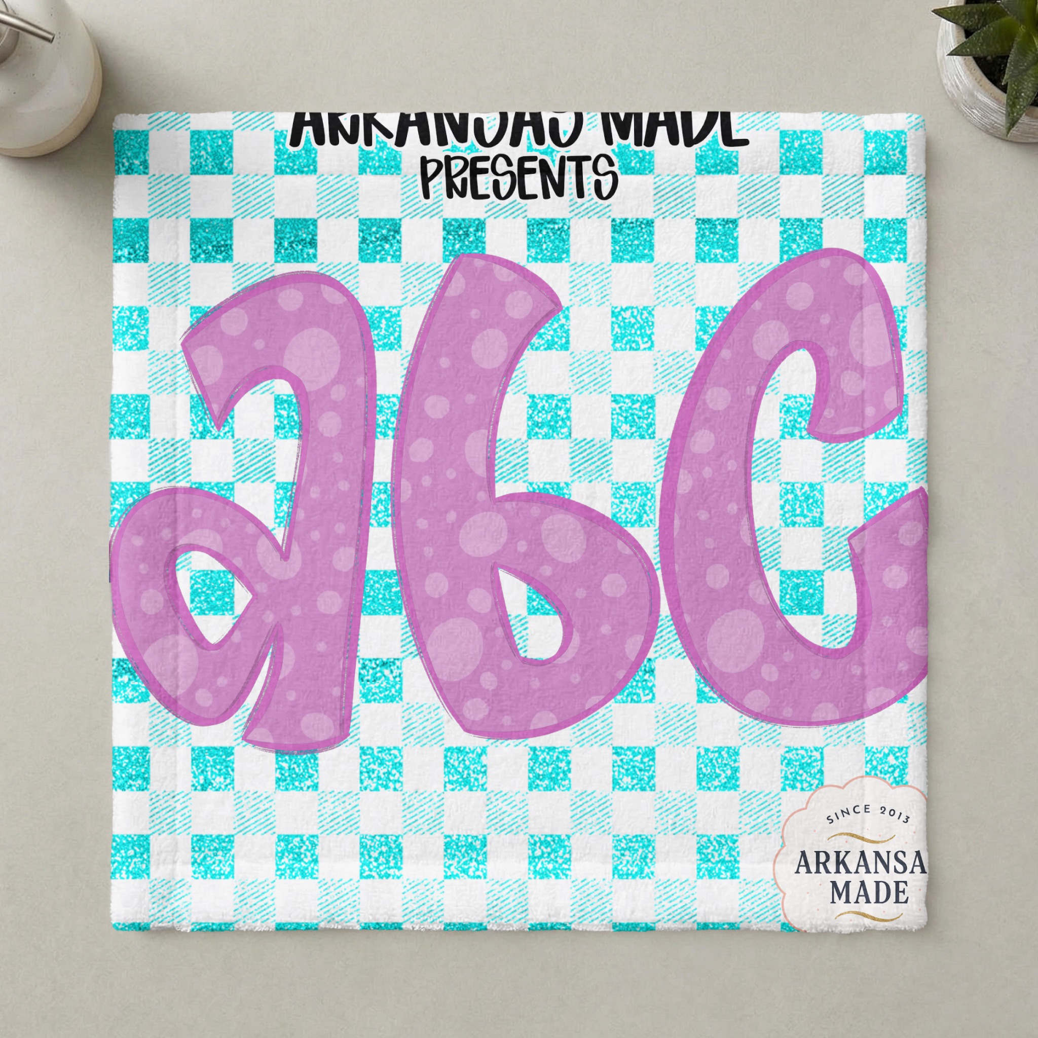 Digital, Digital Download Full A-Z Alpha, Sublimation DTF PNGs, Pink Polka Dot Alphabet, Glitter Teal Gingham Letters, Bubbly Font ABCs - Image 6