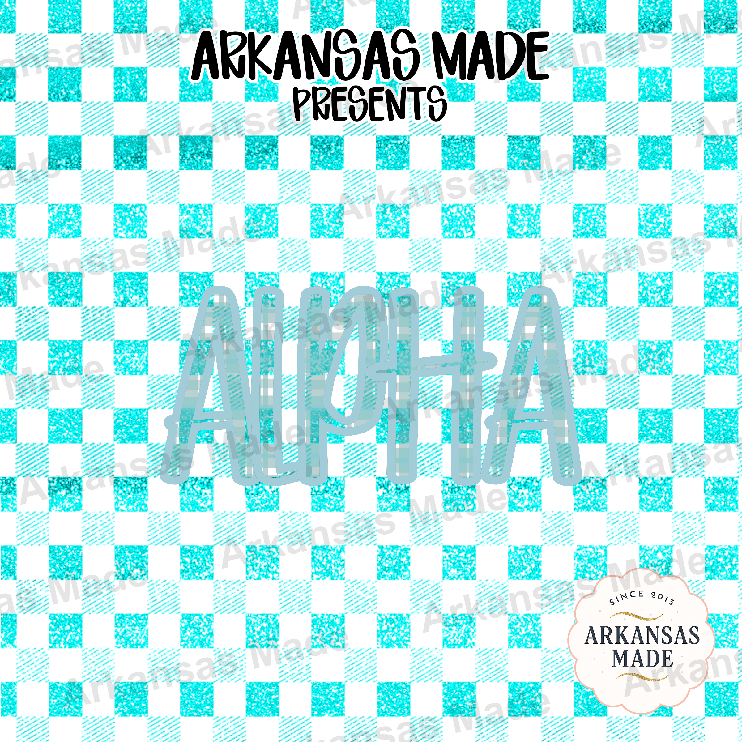 Turquoise Glitter Gingham Alpha Digital Download Set | Sparkle Checkerboard Letters PNG | Sublimation Font Craft Bundle - Image 4