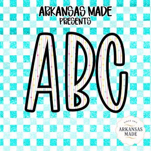 Digital Download Full A-Z Alpha, Glitter Teal Checkered Alphabet, Sublimation DTF PNGs, Colorful Striped Letters, ABC Print Set, Instant