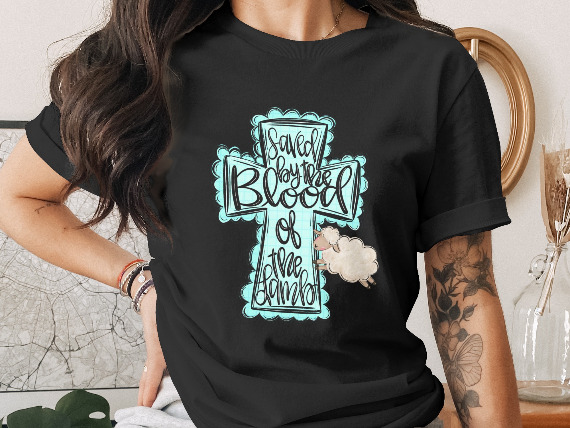 Saved by the Blood of the Lamb PNG Digital Download, Christian Cross Art, Religious Easter, Scripture Faith Jesus File - Image 2