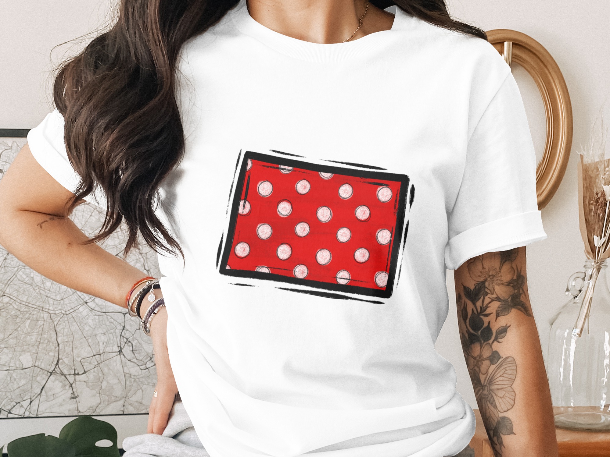 Distressed Red Polka Dot Rectangle Digital Download, Grunge Dotted Pattern PNG, Sublimation DTF Print, Instant Download File, Graphic Art