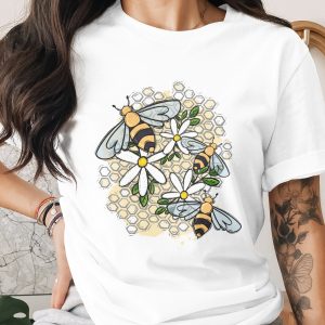 Bumblebee Daisy Honeycomb Digital Art PNG | Spring Nature Clipart Bee Lover Gift Sublimation Design Teacher Mom Gift Digital Download