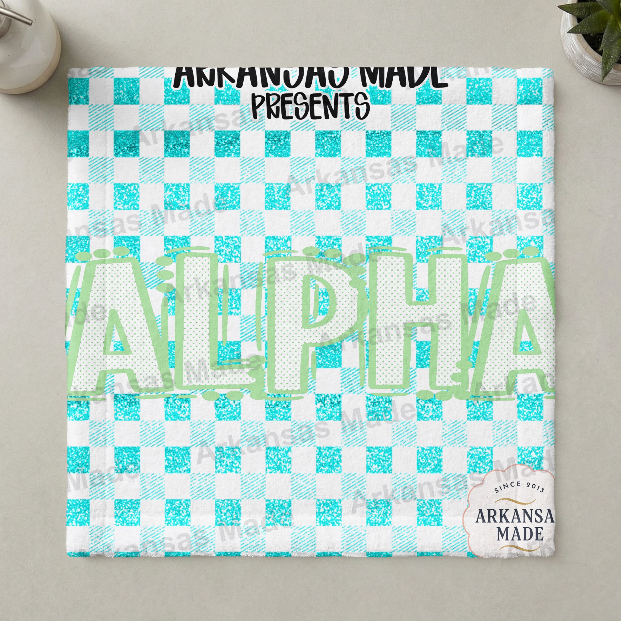 Alpha Sorority Digital Download Alpha Set, Teal Glitter Gingham Greek Life PNG SVG, Bid Day Big Little College Craft File - Image 3