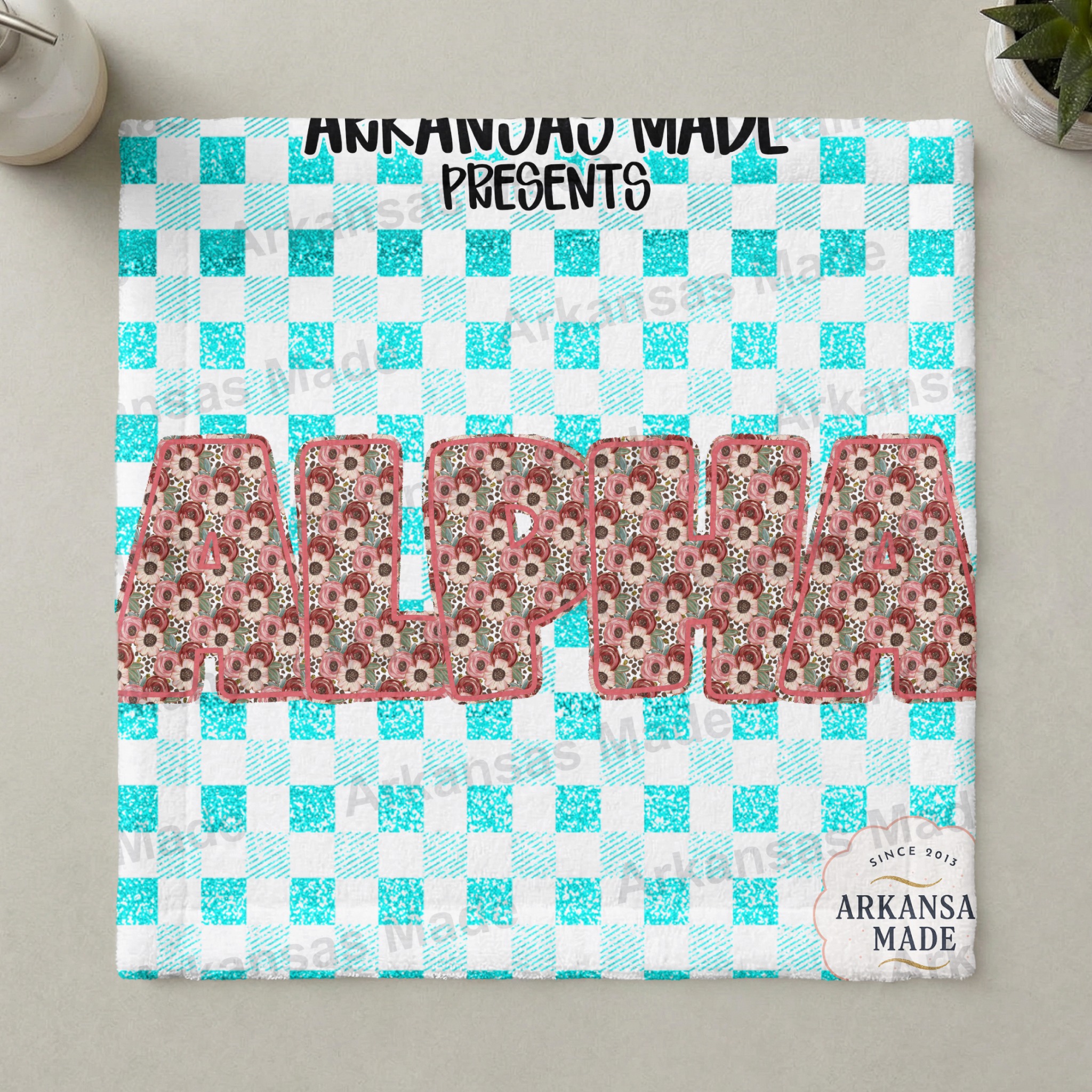 Floral Alpha Digital Download PNG Set - Pink Rose Glitter Buffalo Plaid Alphabet Clipart for Sublimation & Crafts - Image 3