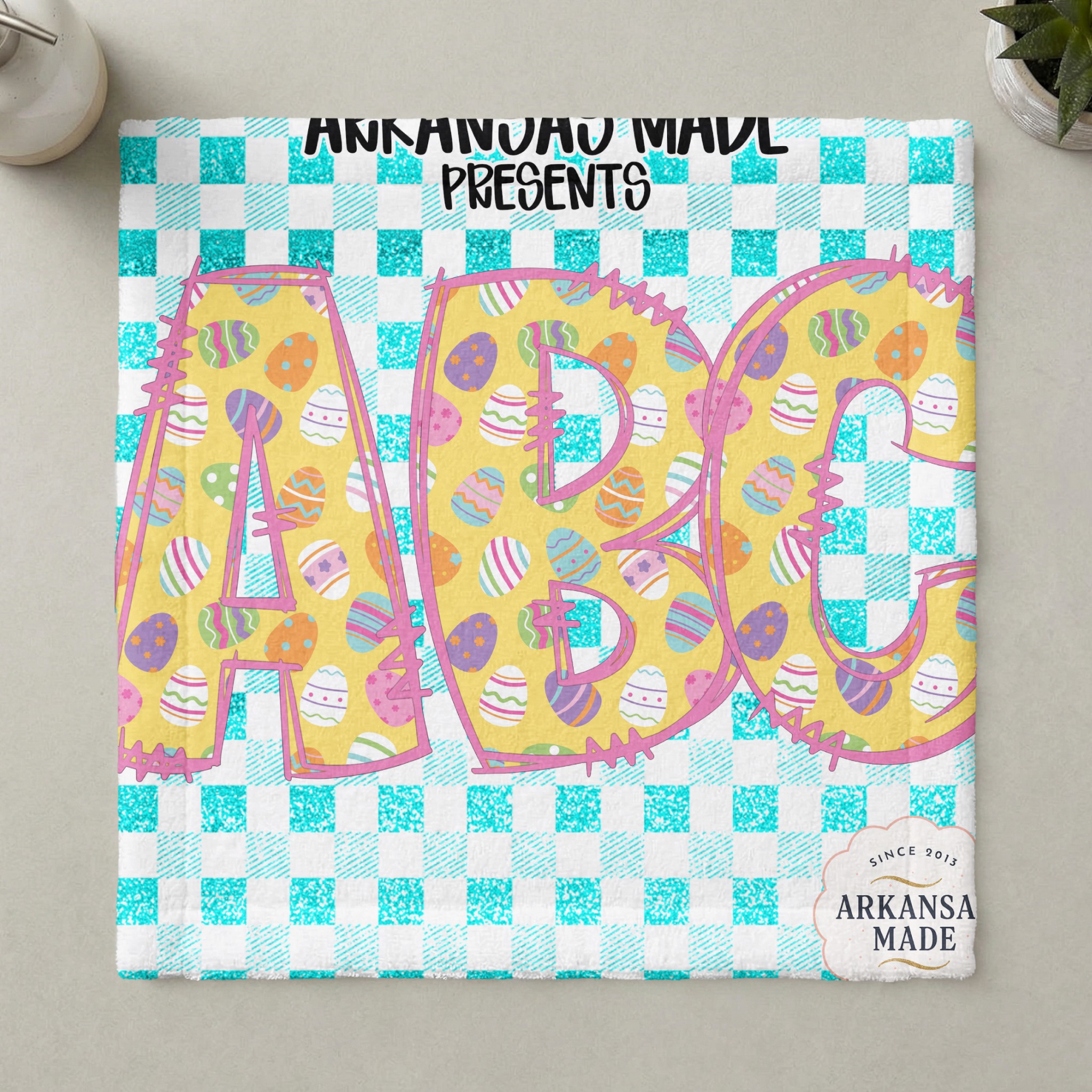 Easter ABC Alphabet Digital Download, Full A-Z Alpha Sublimation DTF PNGs, Spring Eggs Letters Bundle, Glitter Checkered Design - Image 6