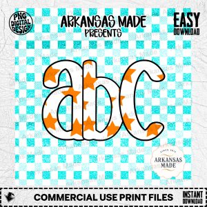 Orange Star Letters Digital Alpha Set PNG - Black Outline ABC Clipart for Sublimation, Kids Crafts, Party Decor, Teacher Design Instant