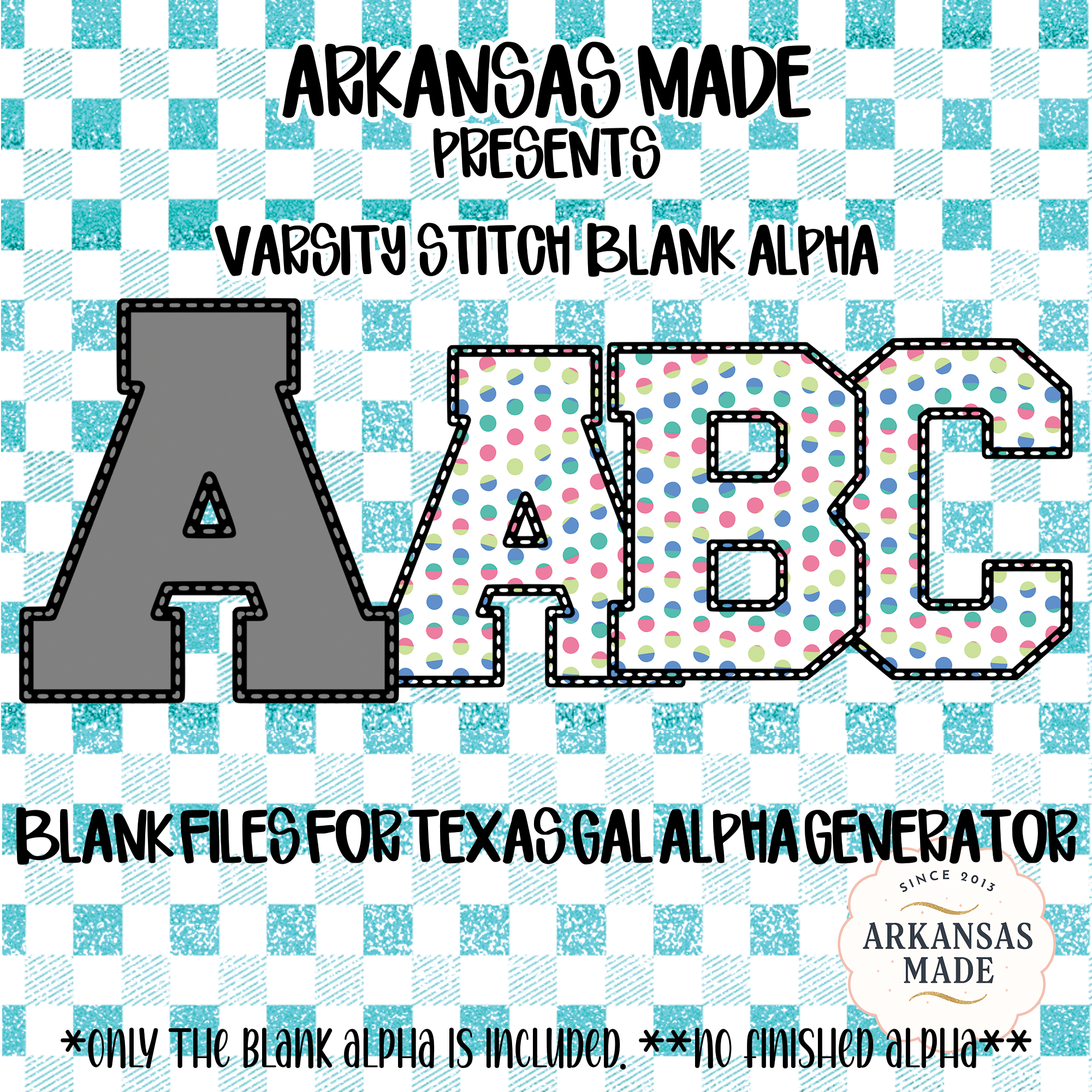Varsity Stitch Blank Alpha Digital Download, Sublimation Design PNG, Texas Gal Alpha Generator Files, Distressed Outline Letters, DIY - Image 3