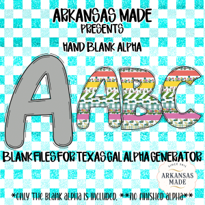Hand Blank Alpha PNG Digital Download, Texas Gal Alpha Generator Files, Customizable Outline Letters, Sketchy Alphabet Clipart, DIY Crafting