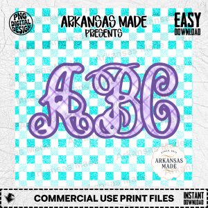 Plaid Monogram ABC Digital Download Alpha Set, Teal Glitter Letters PNG, Preppy Buffalo Check Sublimation Design