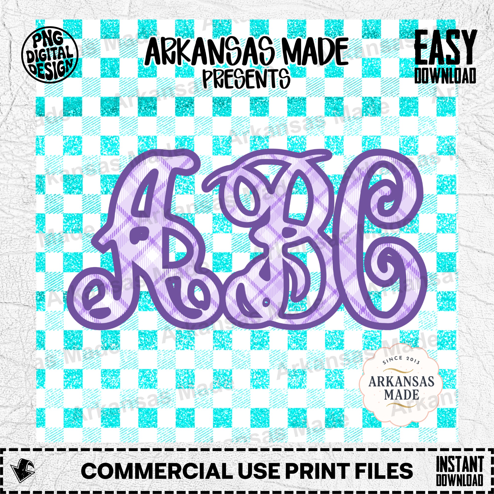 Plaid Monogram ABC Digital Download Alpha Set, Teal Glitter Letters PNG, Preppy Buffalo Check Sublimation Design