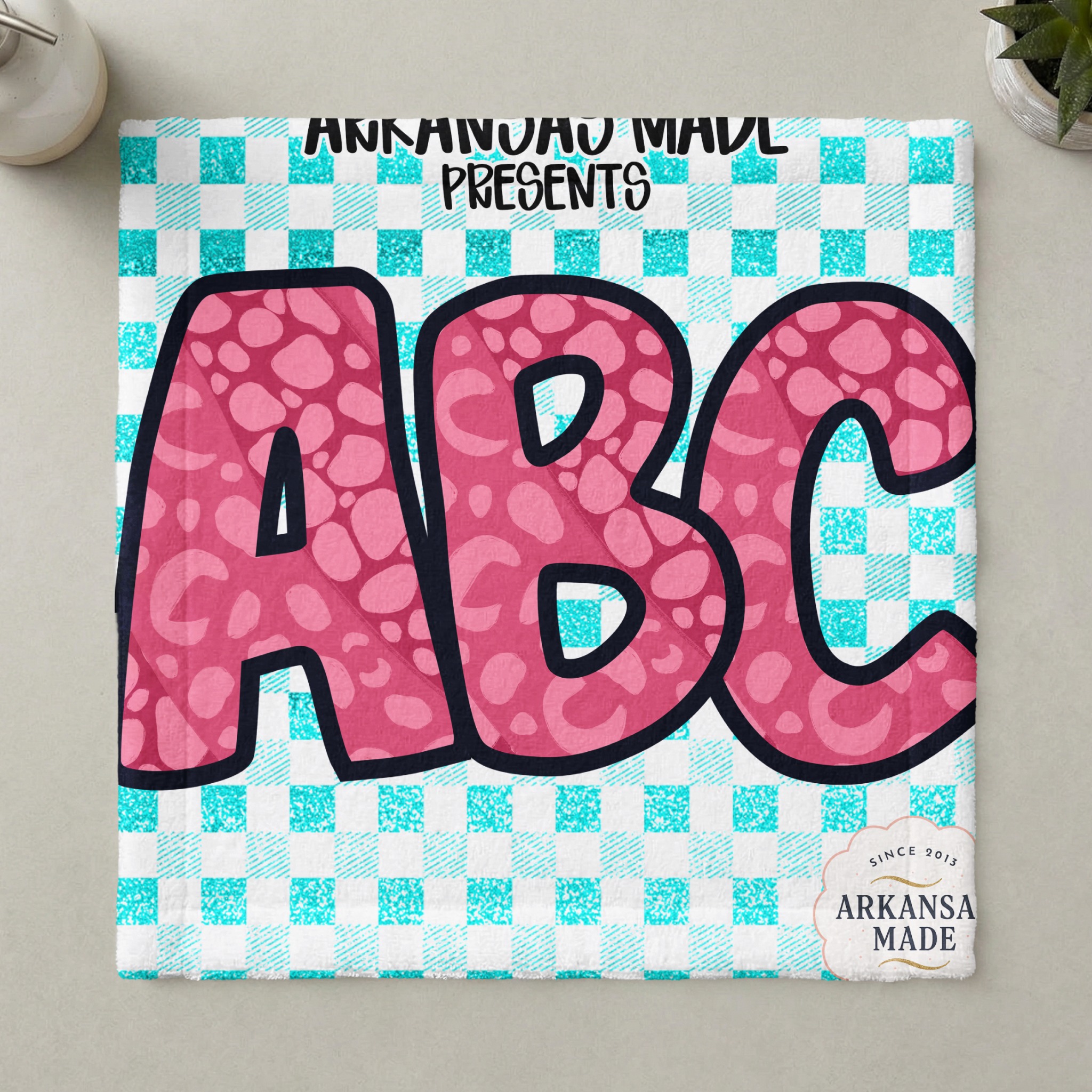 Pink Dalmatian Spot A-Z Alphabet, Blue Gingham Letters, Digital Download, Sublimation PNGs, DTF Transfers, Full Alpha Pack, Glitter Pattern - Image 6