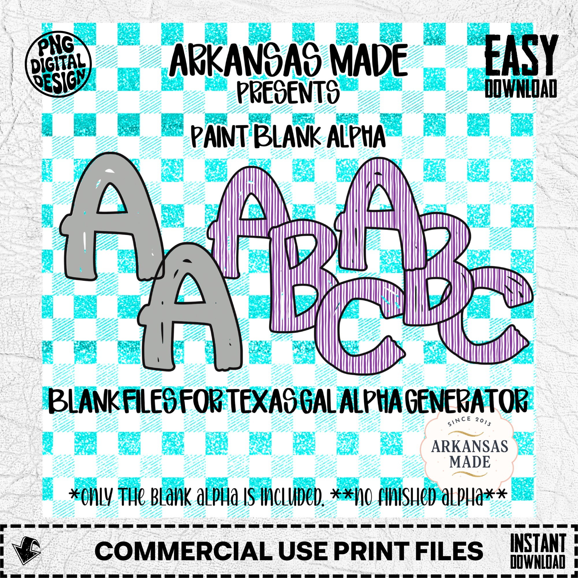 Paint Blank Alpha PNG, Digital Download, Paintable Letters, Custom Alphabet, DIY Craft Files, Texas Gal Alpha Generator, Layered Font - Image 2