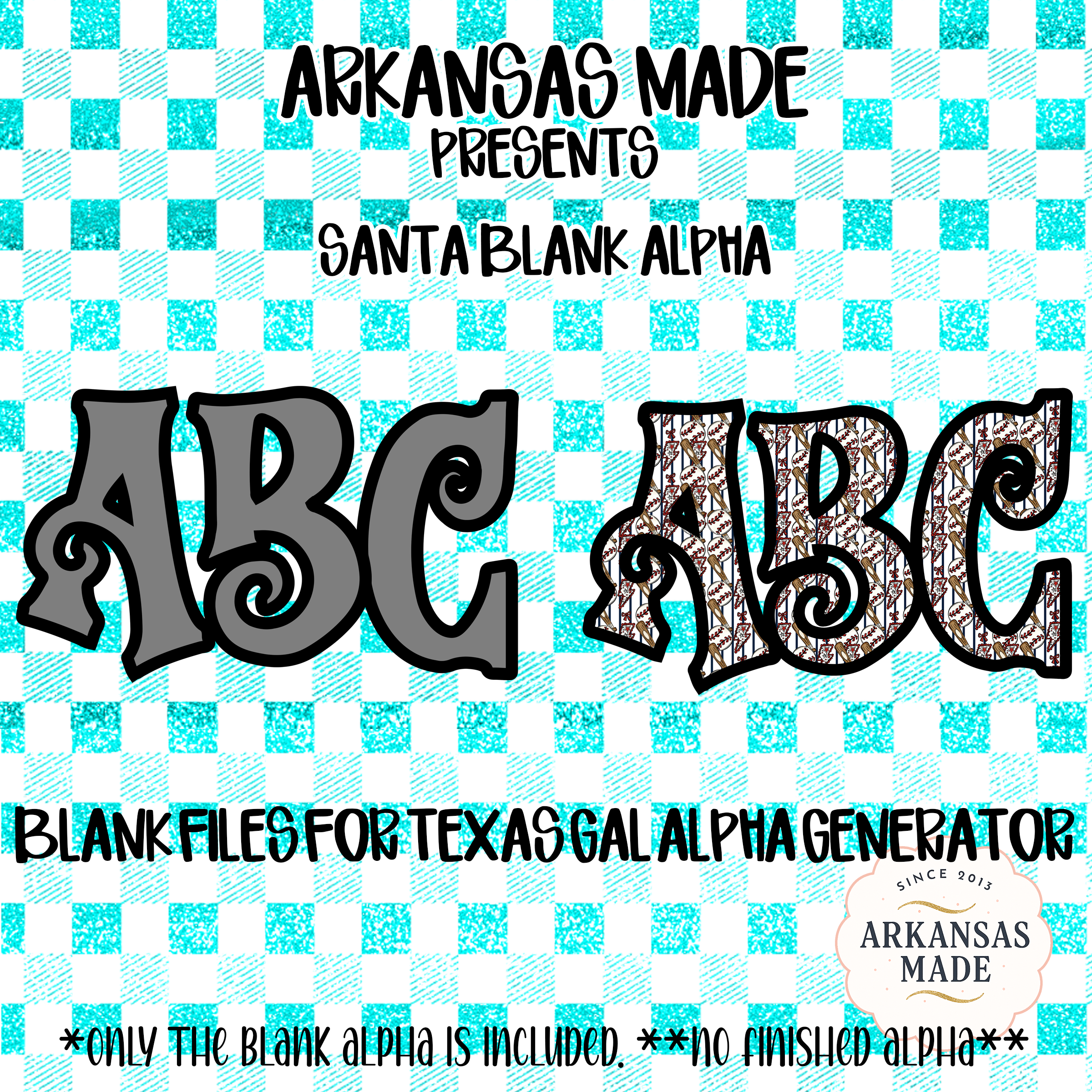 Santa Blank Alpha PNG, Digital Download Sublimation DTF File, Texas Gal Alpha Generator Compatible, Customizable Christmas Font, Craft - Image 6