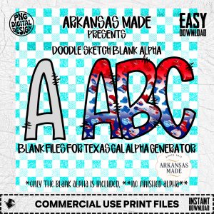 Doodle Sketch Blank Alpha Digital Download, Sublimation Ready Letters, Custom Texas Gal Alpha Generator Files, DIY Alphabet Design