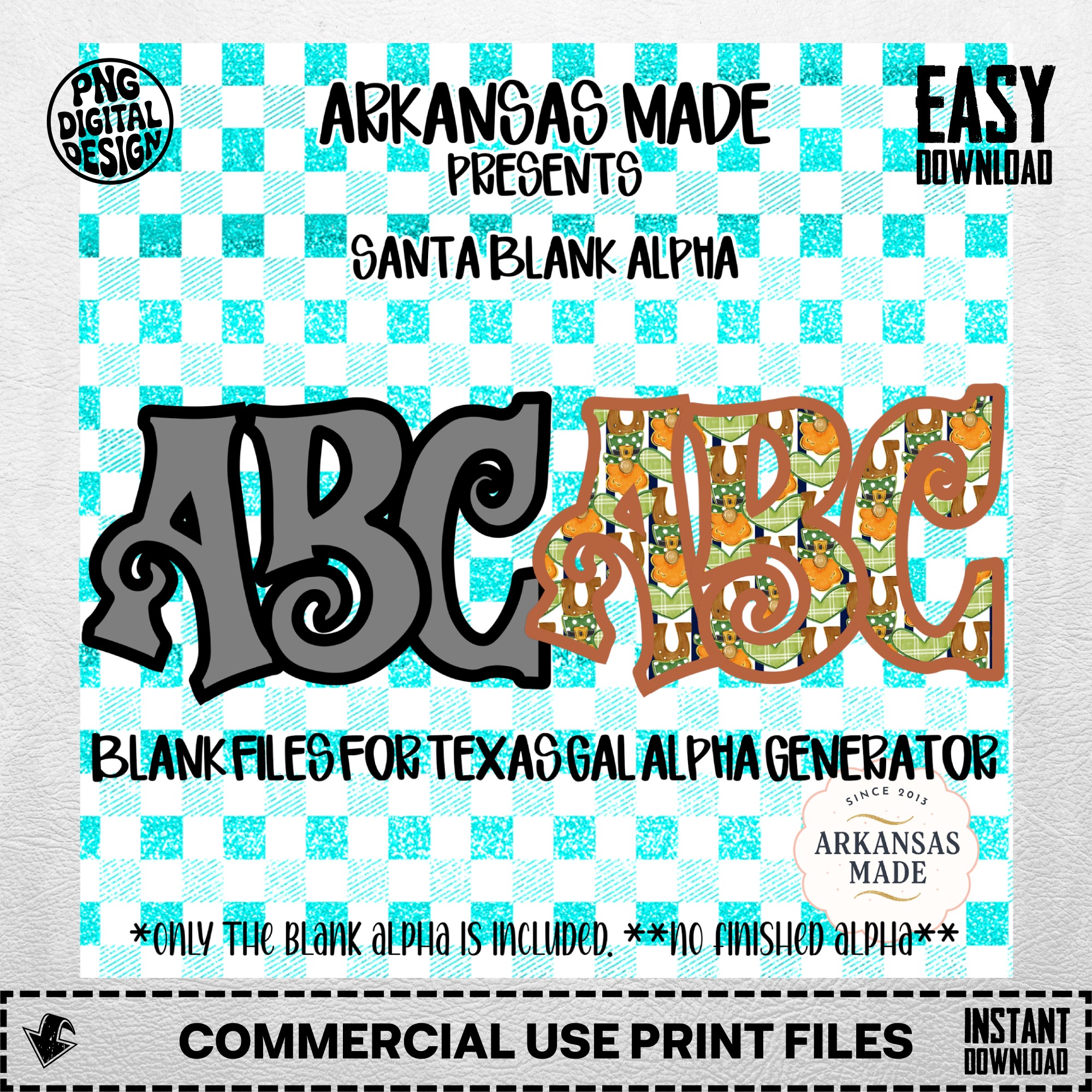 Santa Blank Alpha Digital Download, Sublimation DTF PNG, Texas Gal Generator Ready Letters, DIY Christmas Alphabet Files - Image 4