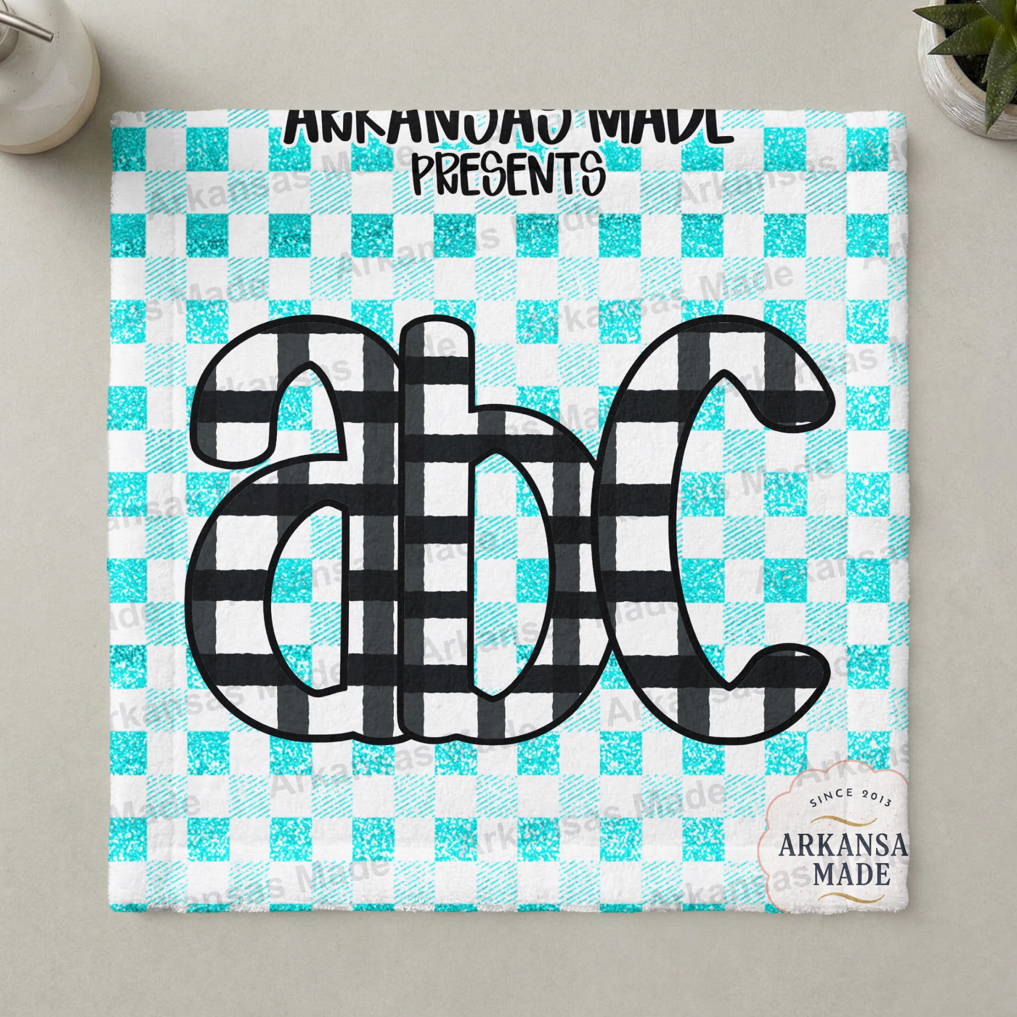 Teal Glitter Buffalo Plaid Digital Download Alpha Set PNG | Rustic Farmhouse Gingham Sparkle Letters Alphabet for Sublimation - Image 3