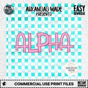 Pink Glitter Alpha Set Digital Download, Teal Checkered Alphabet PNG for Sorority Crafts, Preppy Digital Alpha Set