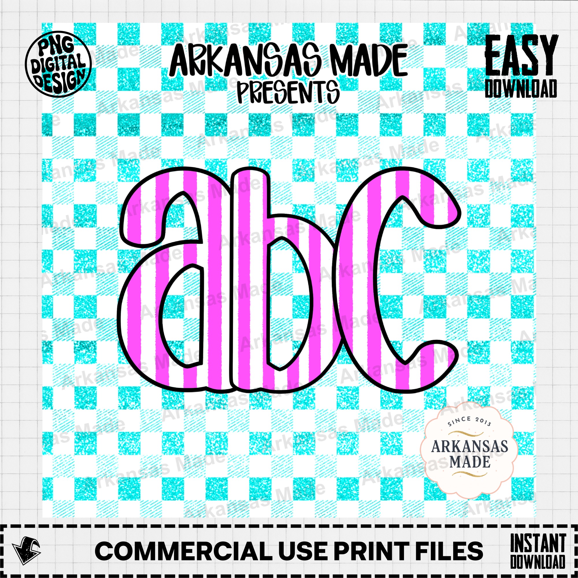 Pink Striped Letters Digital Download Alpha Set, Y2K Alphabet Clipart, Faux Glitter Gingham PNG, Preppy Retro Monogram Creator - Image 2