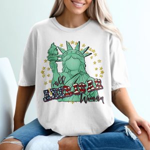 All American Woman Digital File, Patriotic Statue of Liberty PNG, Fourth of July Sublimation Design, Empowering USA Woman SVG for T-Shirt