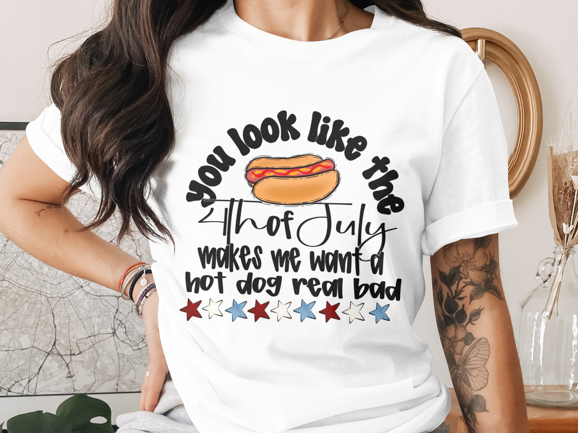 Funny 4th of July Hot Dog T-Shirt, Independence Day Humor Tee, Summer BBQ Patriotic Quote Shirt, Food Lover Gift, July Fourth Graphic Top