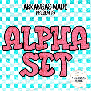 Pink Dotted Alpha Set PNG, Chunky Bubble Alphabet Font, Faux Sprinkle Letters, Digital Download PNG for Sublimation