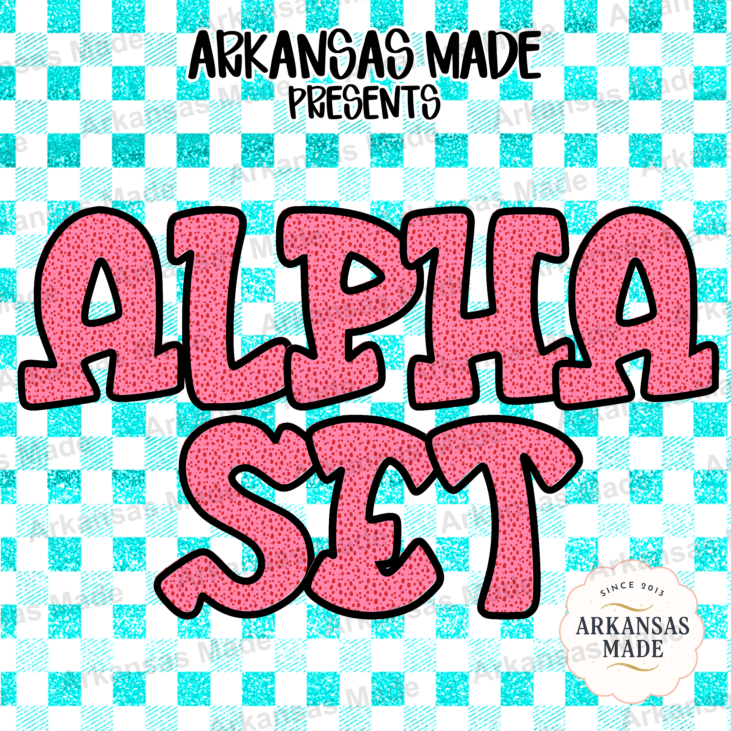 Pink Dotted Alpha Set PNG, Chunky Bubble Alphabet Font, Faux Sprinkle Letters, Digital Download PNG for Sublimation