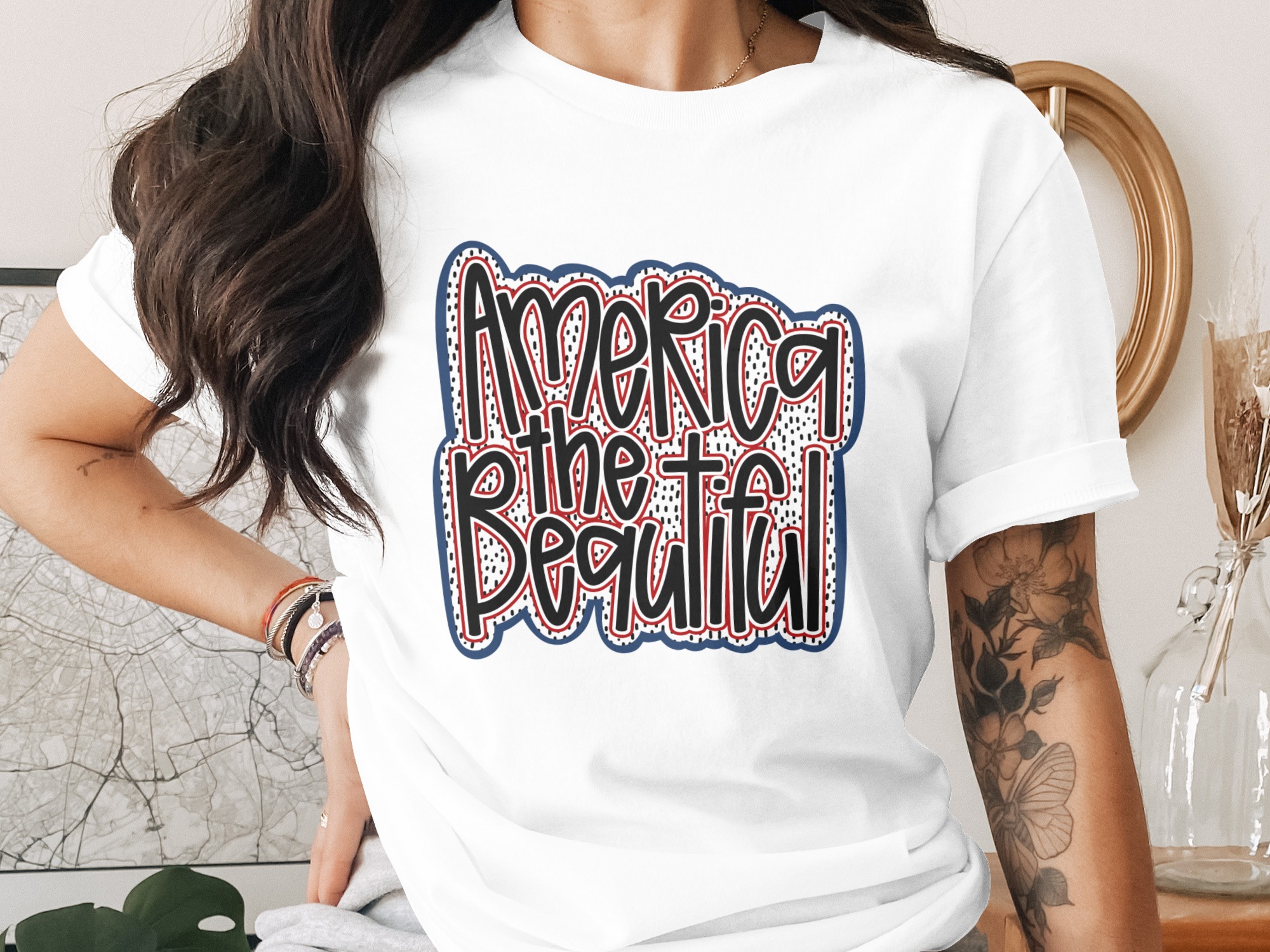 America The Beautiful T-Shirt, Patriotic USA Flag Tee, 4th of July Outfit, Memorial Day Shirt, American Pride Gift