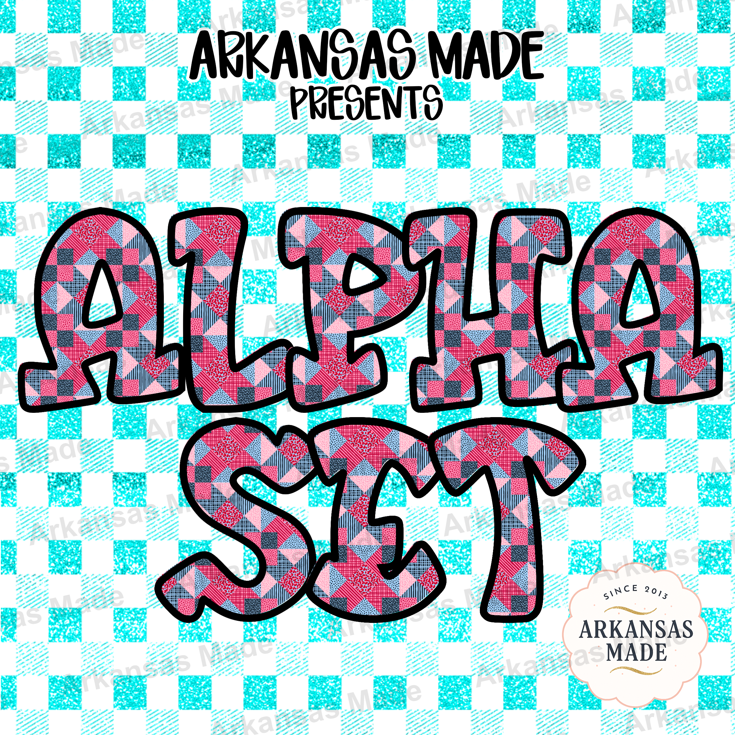 Patterned Patchwork Alpha Set PNG Digital Download Letters, Vibrant Mixed Print Sublimation Font Bundle for Crafting