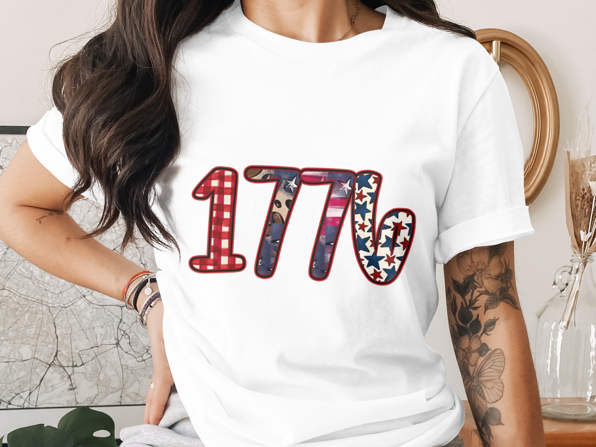 1776 Patriotic T-Shirt | Fourth of July American Flag Tee | Independence Day Distressed Americana USA Pride Gift