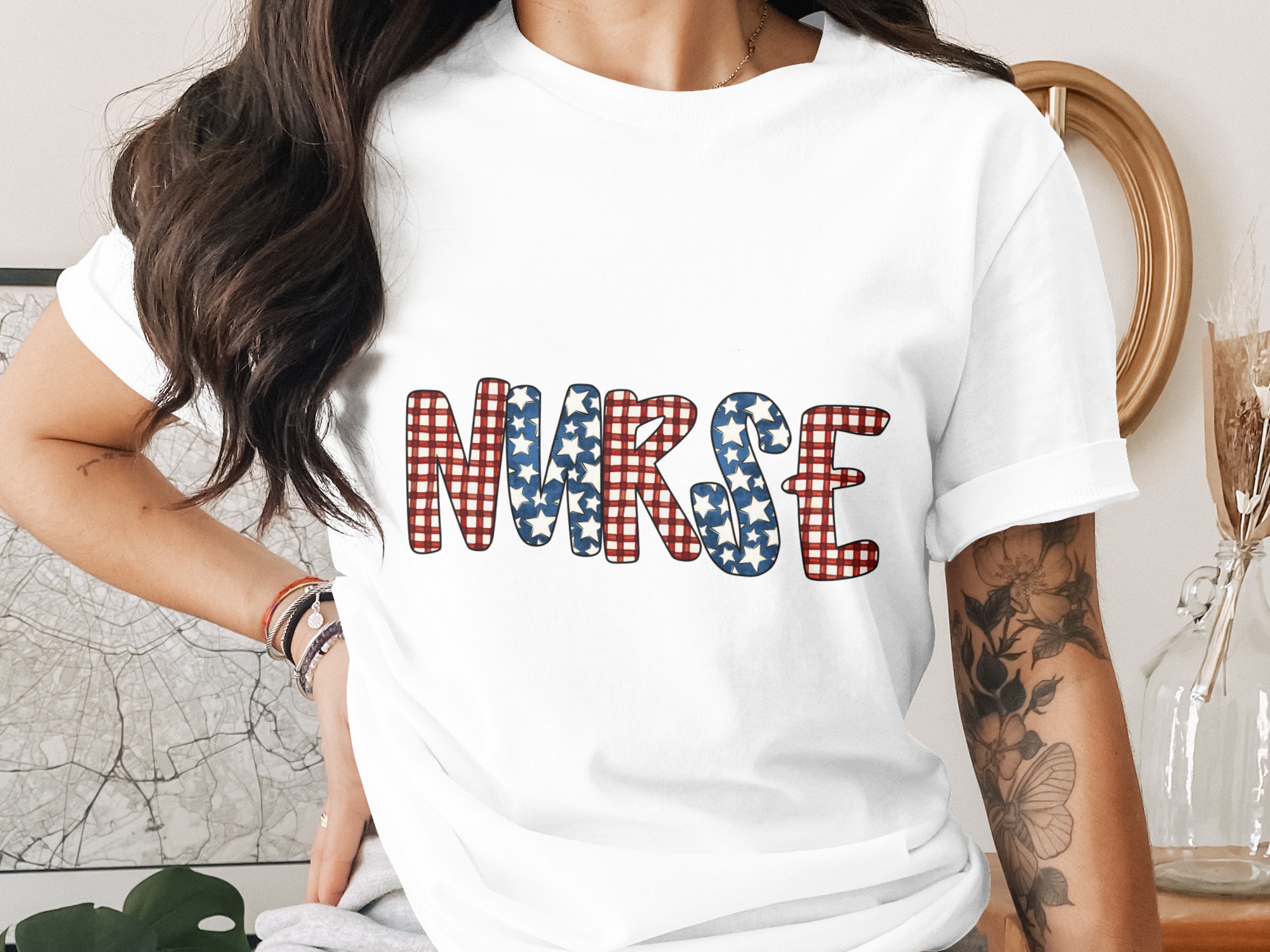 Patriotic Nurse T-Shirt | RN Nurse Appreciation Gift | American Flag Healthcare Hero Tee for Nursing Students & Staff