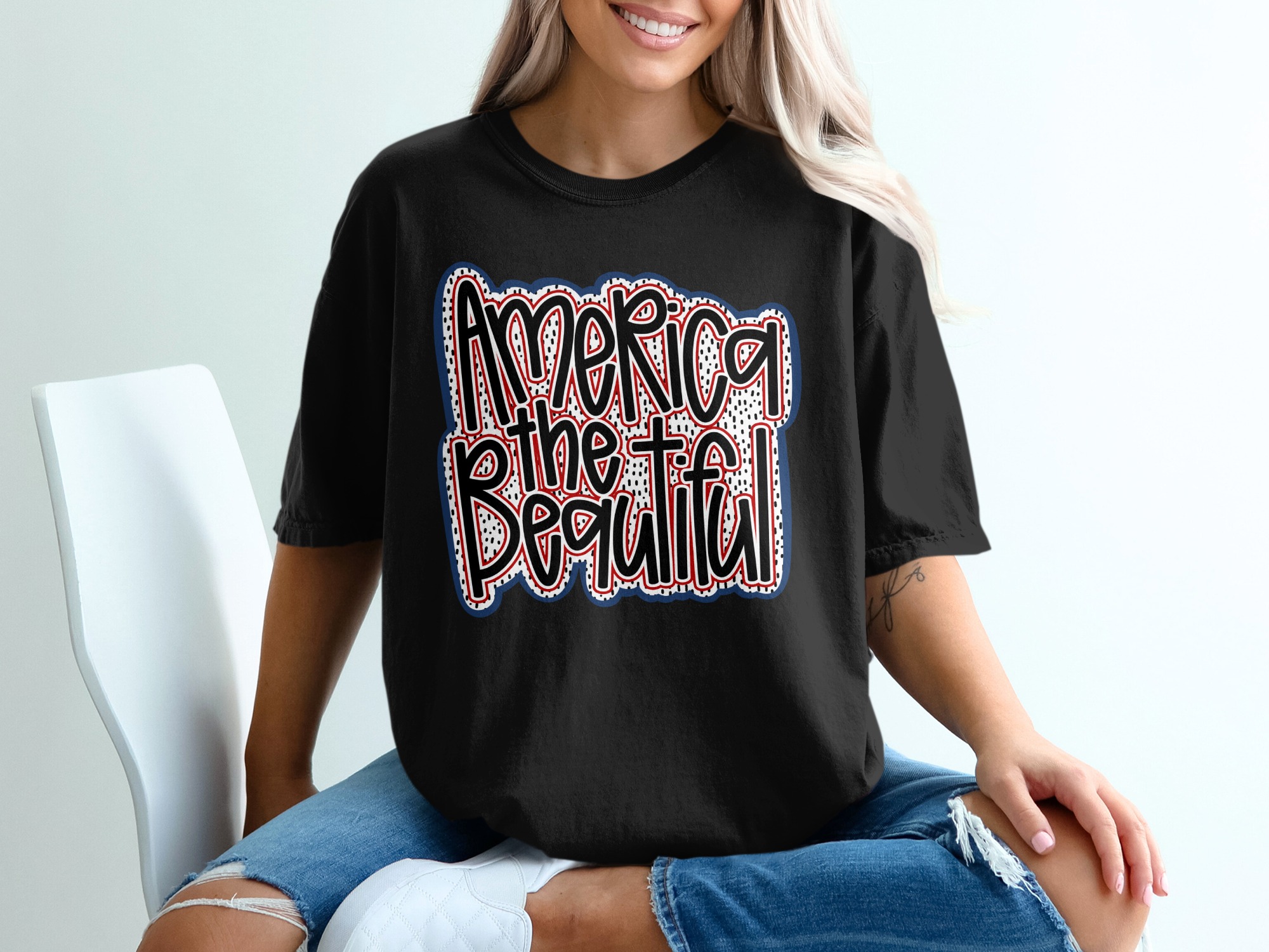 America The Beautiful T-Shirt, Patriotic USA Flag Tee, 4th of July Outfit, Memorial Day Shirt, American Pride Gift - Image 2