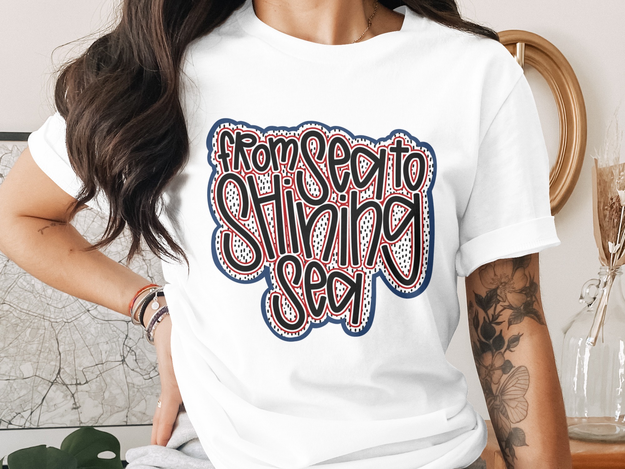 From Sea to Shining Sea T-Shirt, Patriotic USA Shirt, 4th of July Tee, American Pride, Travel USA Top, Gift Her