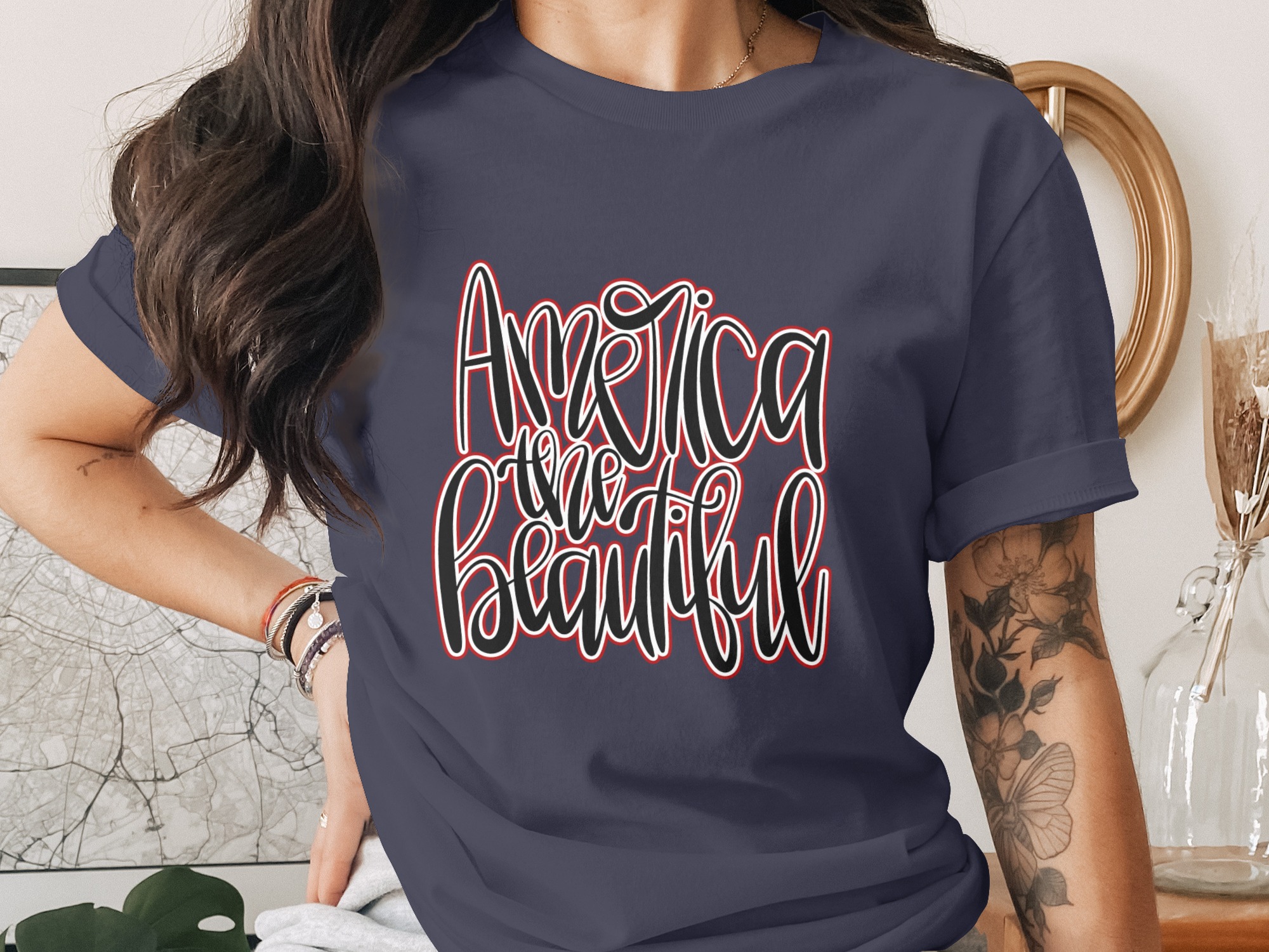 America the Beautiful T-Shirt | Patriotic Shirt | 4th of July Tee | Memorial Day Gift | USA Pride Outfit | American Spirit Top - Image 3