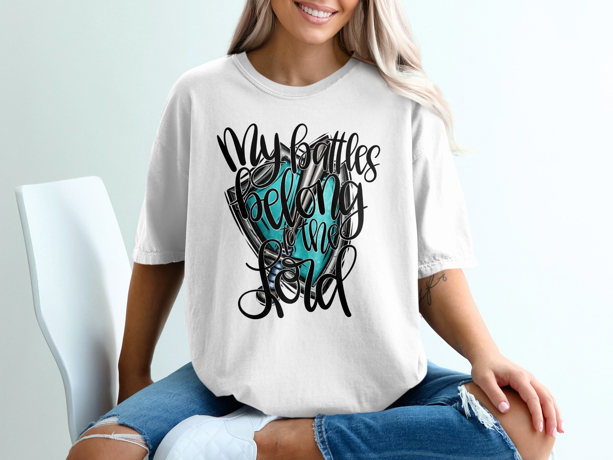 My Battles Belong to the Lord Christian T-Shirt | Faith Based Scripture Tee | Inspirational Religious Gift