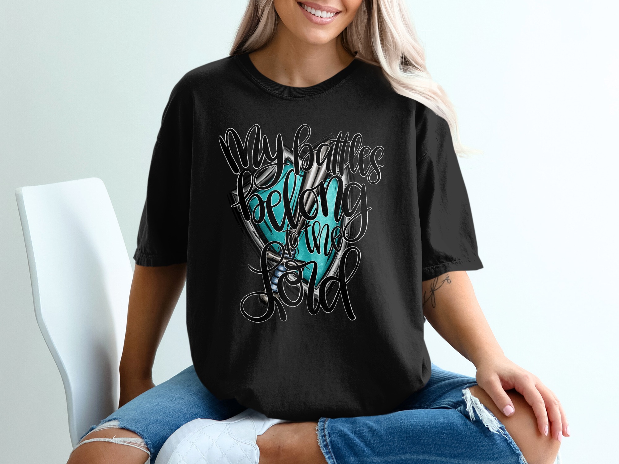 My Battles Belong to the Lord Christian T-Shirt | Faith Based Scripture Tee | Inspirational Religious Gift - Image 2