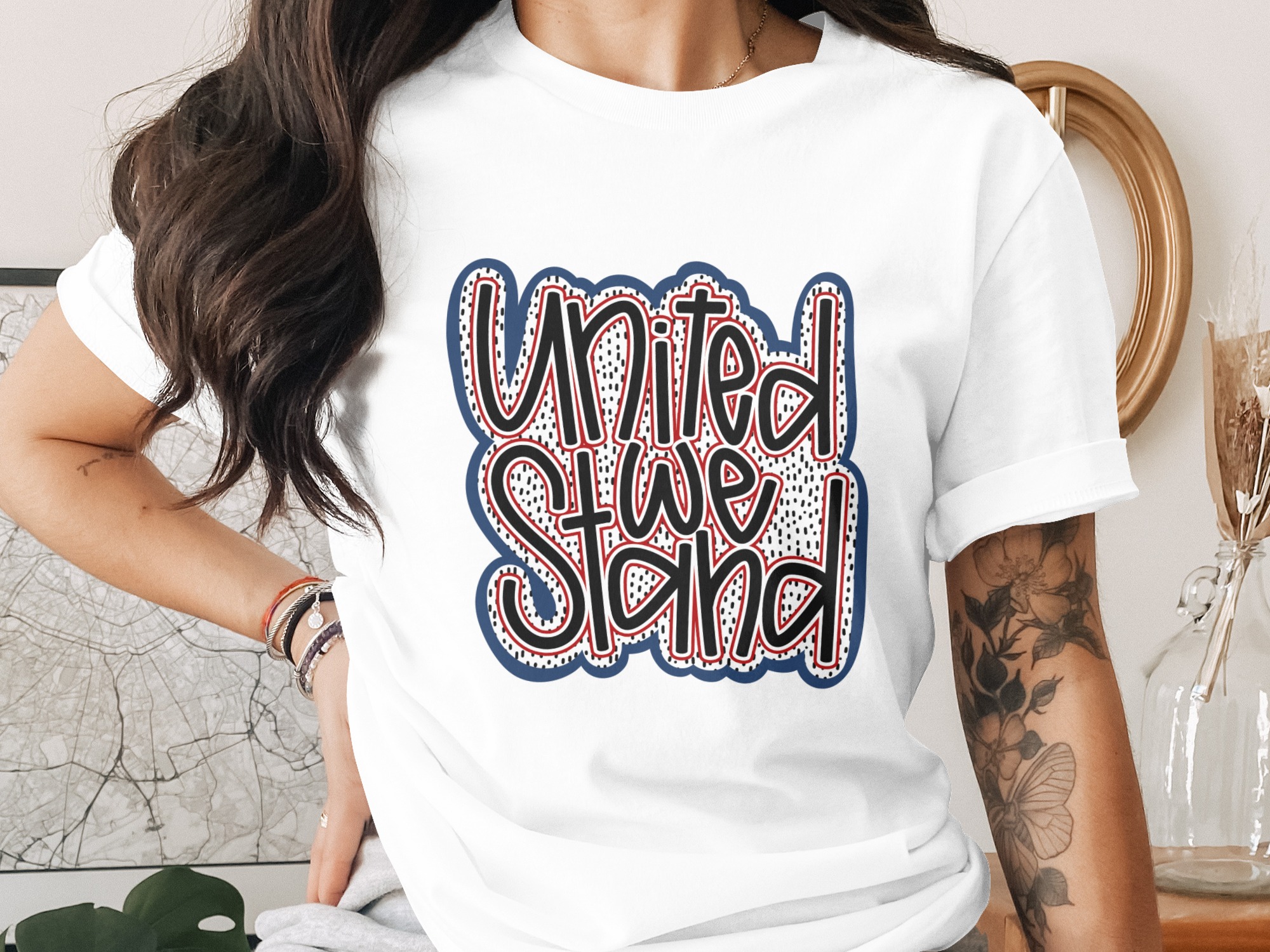 United We Stand SVG PNG Digital Download for Patriotic T-Shirt Design | American Unity Cut File for 4th of July Crafts